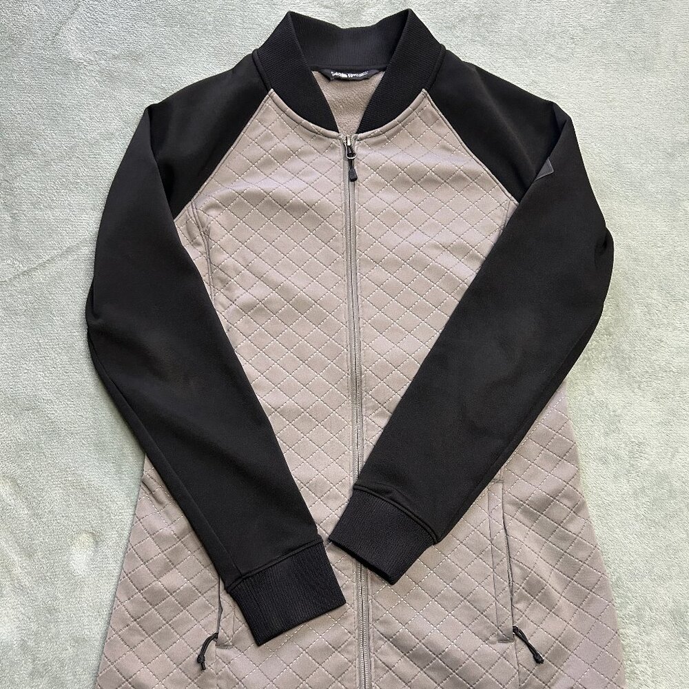 The North Face Jacket Womens Small Quilted Gray Black Full Zip Running Outdoors
